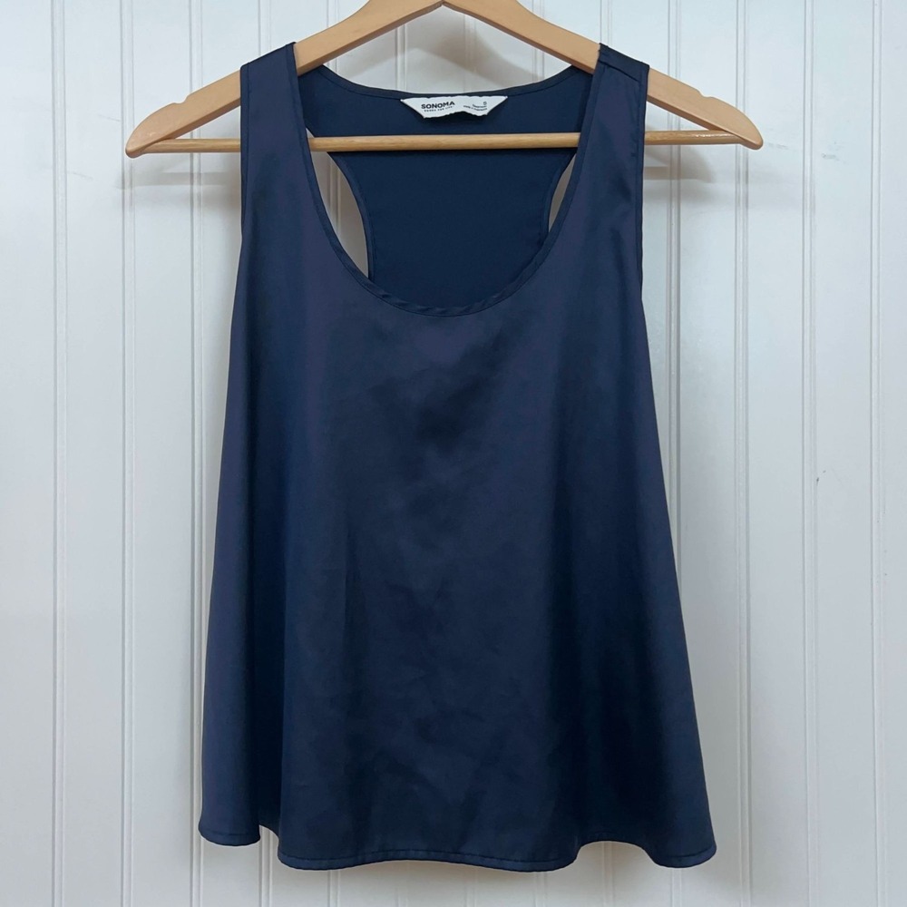 Sonoma NWT Tank Top Women's Navy Minimalist Careerwear Racerback S Sleeveless